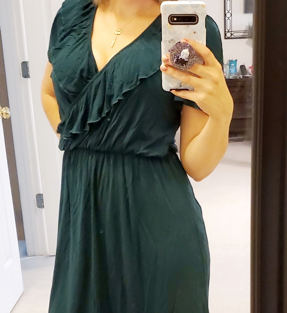 Ruffle front faux wrap dress